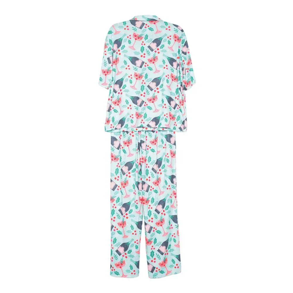 Katydid Christmas Champagne, Coupes & Holly Matching Holiday PJs - Picture 4 of 4